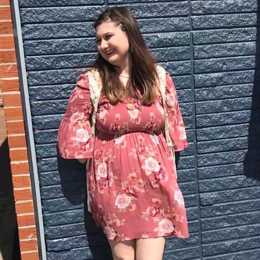 Dusty Rose Floral Dress